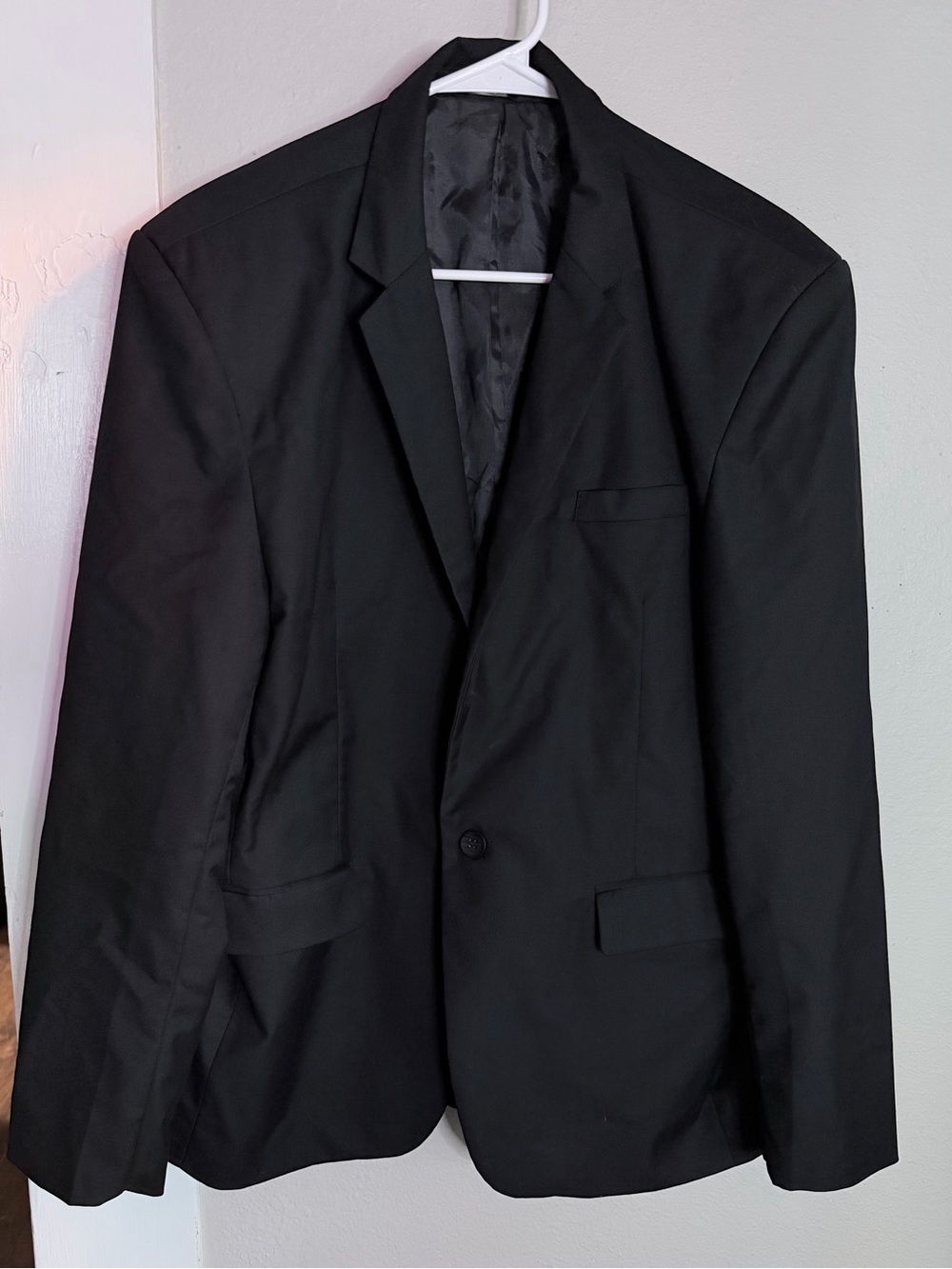 Classic Black Single Button Black Blazer men Large